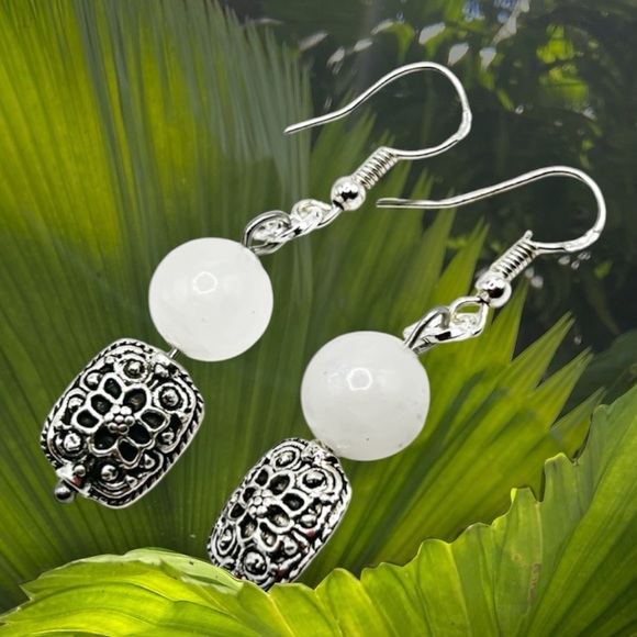 Jewelry - NWOT Sterling silver and stainless steel genuine moonstone earrings